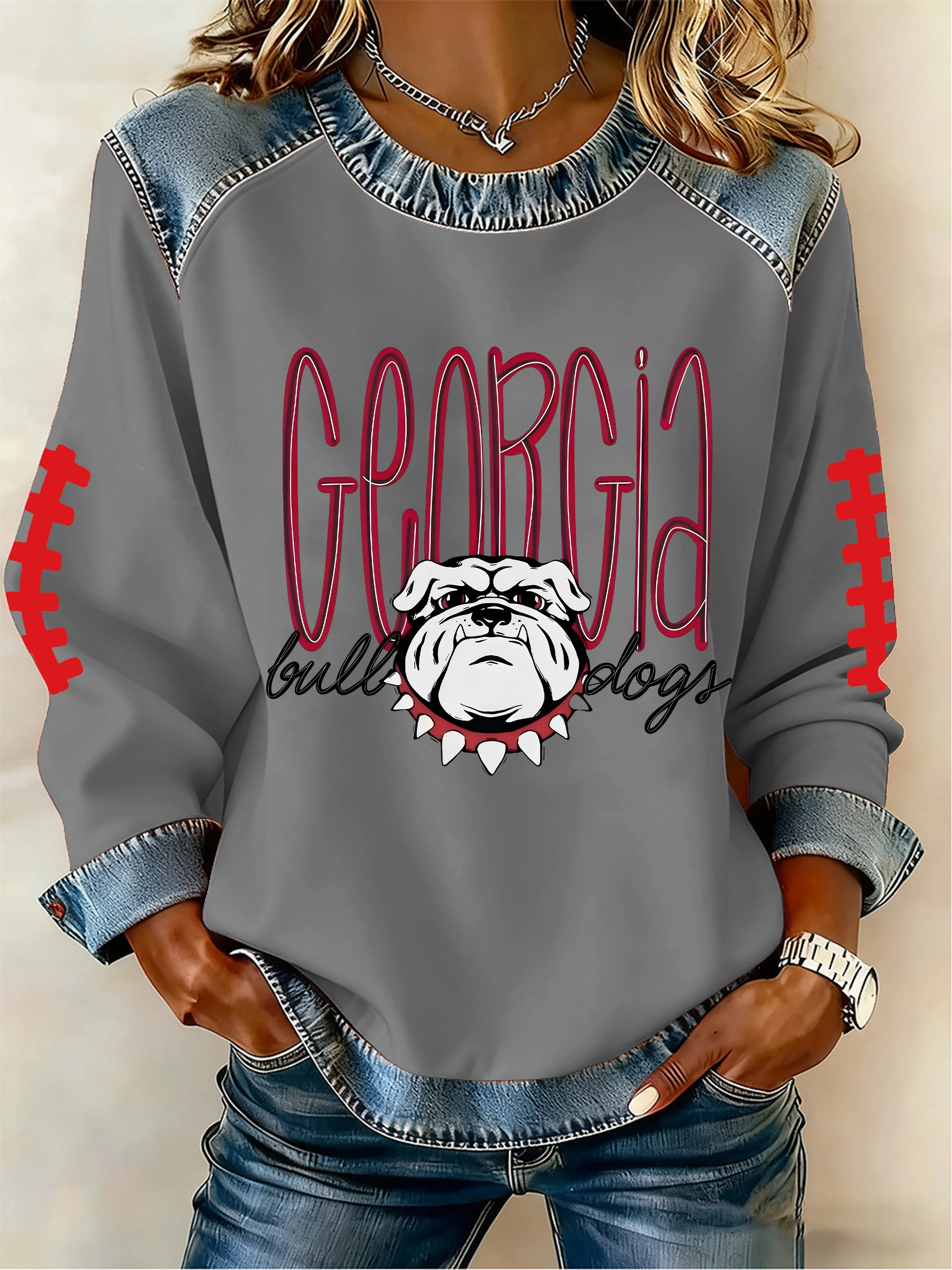 Women's Football Print Sweatshirt