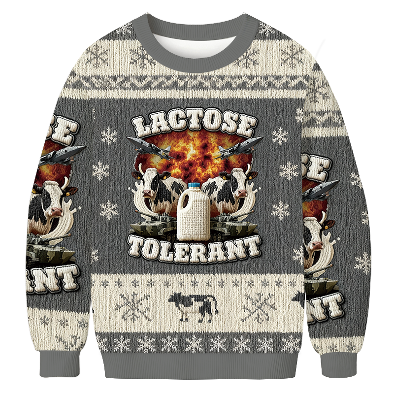 Lactose Tolerant Funny Meme Christmas Ugly Sweatshirt