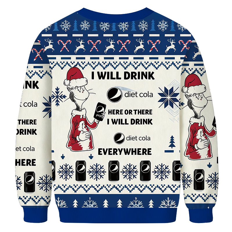 Cat Hat Will Drink Everywhere Christmas Ugly Sweatshirt