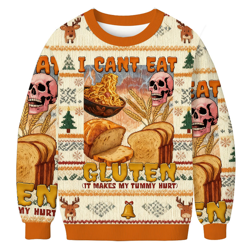 I Can't Eat Gluten Funny Meme Christmas Ugly Sweatshirt
