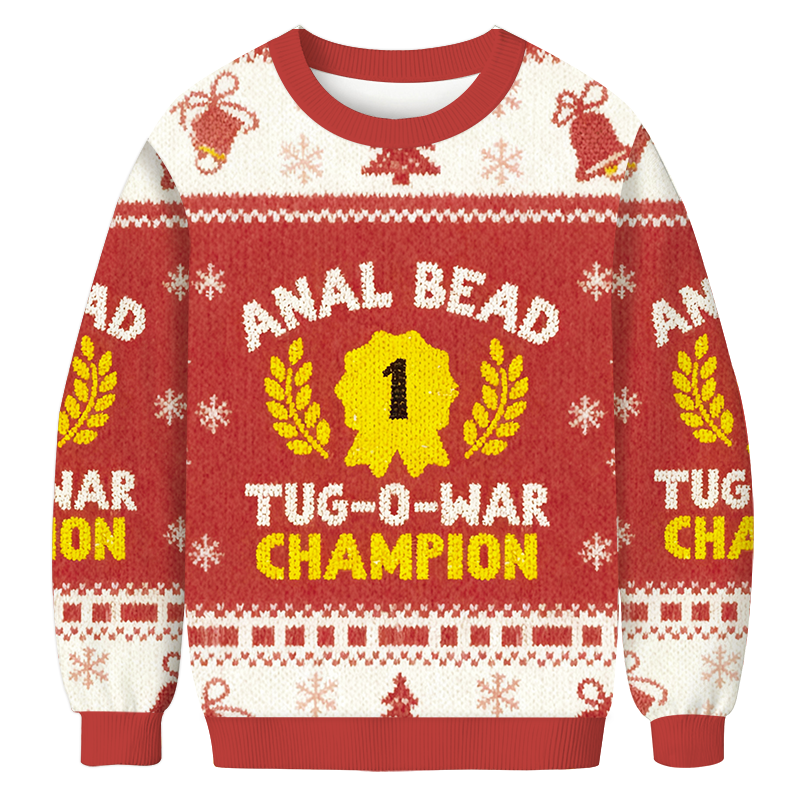 Bead Tug O War Champion Funny Red Christmas Ugly Sweatshirt