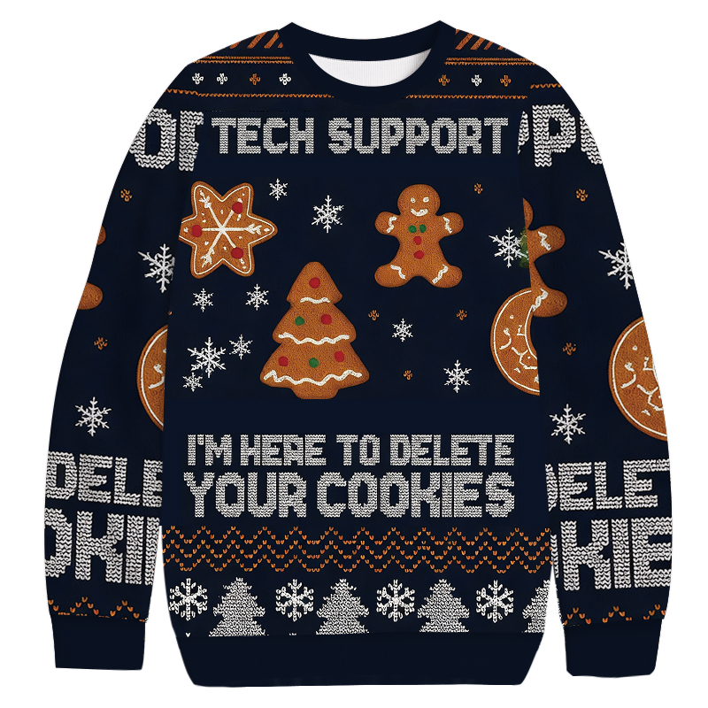Blue Tech Support Computer Programmer Christmas Ugly Sweatshirt