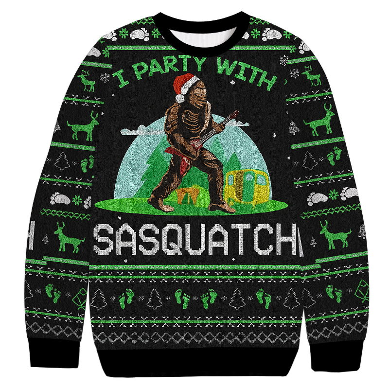 Santa Hat Bigfoot Christmas Ugly Sweatshirt