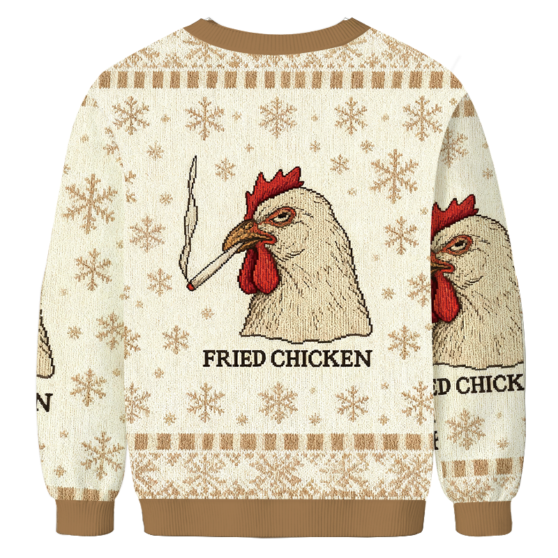 Fried Chicken 420 Smoking Meme Christmas Ugly Sweatshirt
