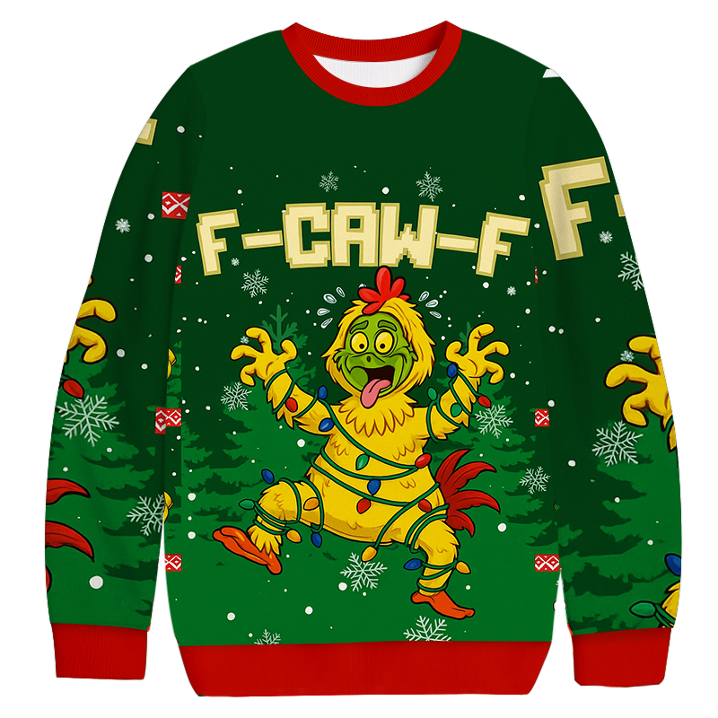 F-Caw-F Chicken Christmas Ugly Sweatshirt
