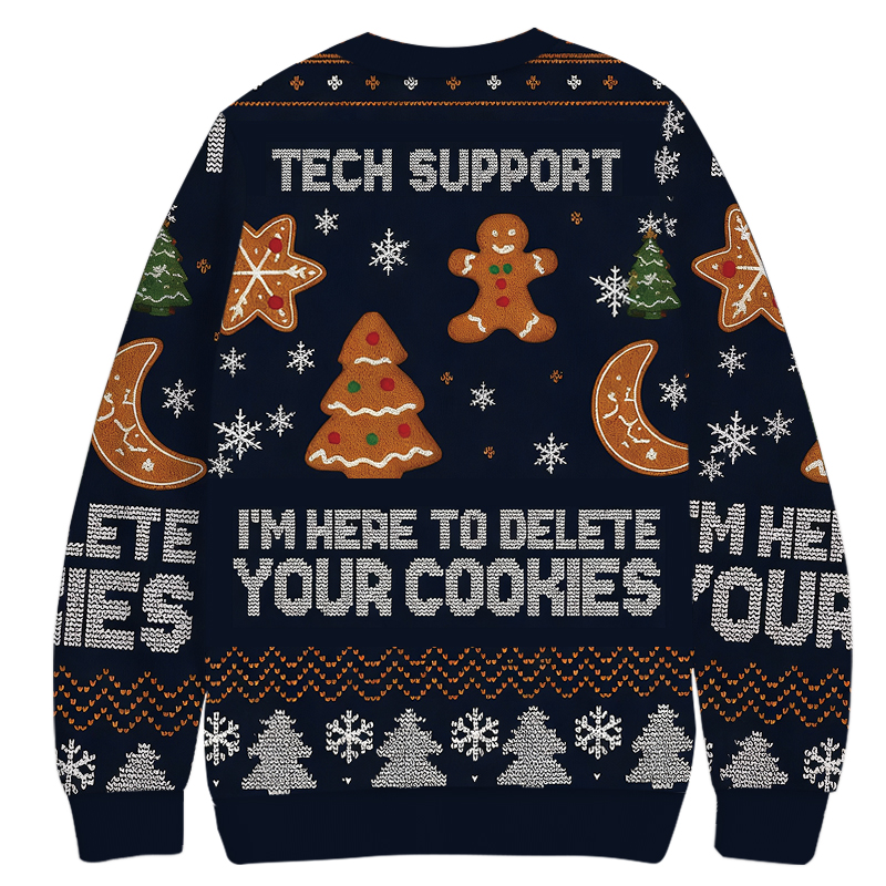 Blue Tech Support Computer Programmer Christmas Ugly Sweatshirt