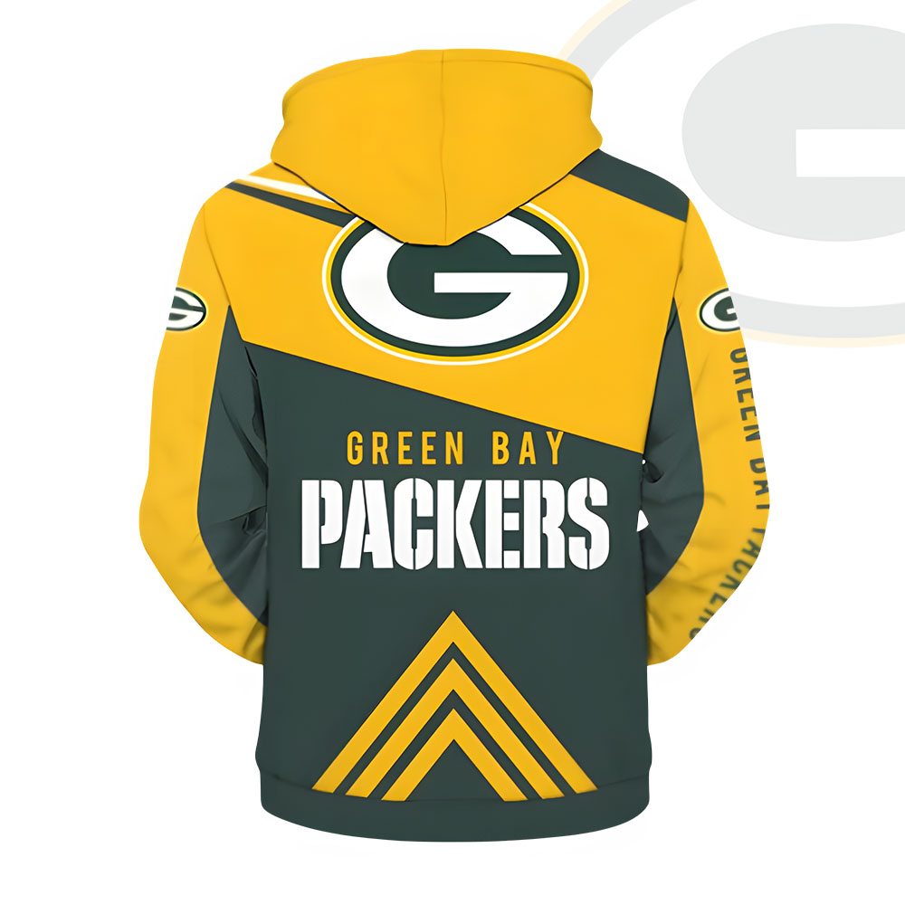Unisex Green Bay Packers Printed Hoodie – Bold Zip Up Sweatshirt for Fan