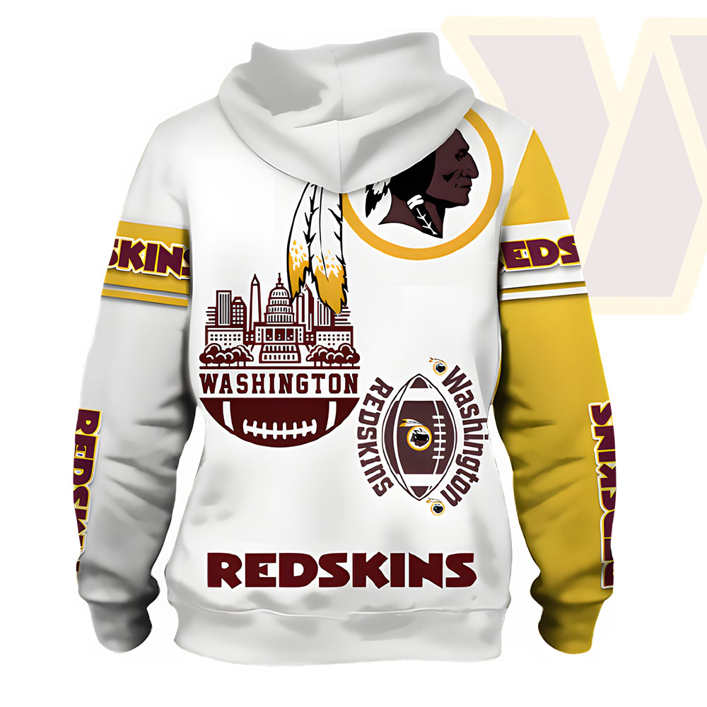 Unisex Washington Commanders Printed Hoodie – Bold Zip Up Sweatshirt for Fans