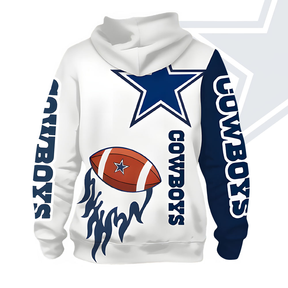 Unisex Dallas Cowboys Printed Hoodie – Bold Zip Up Sweatshirt for Fans
