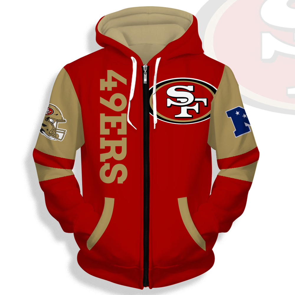 Unisex San Francisco 49ers Printed Hoodie – Bold Zip Up Sweatshirt For Fan