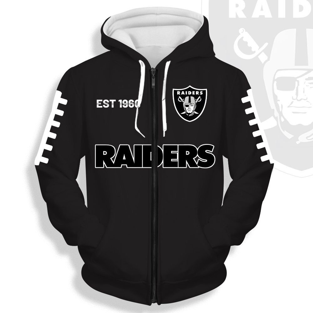 Unisex Las Vegas Raiders Printed Hoodie – Bold Zip Up Sweatshirt For Fan