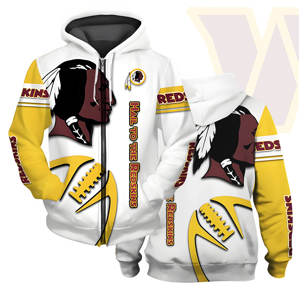 Unisex Washington Commanders Printed Hoodie – Bold Zip Up Sweatshirt for Fans