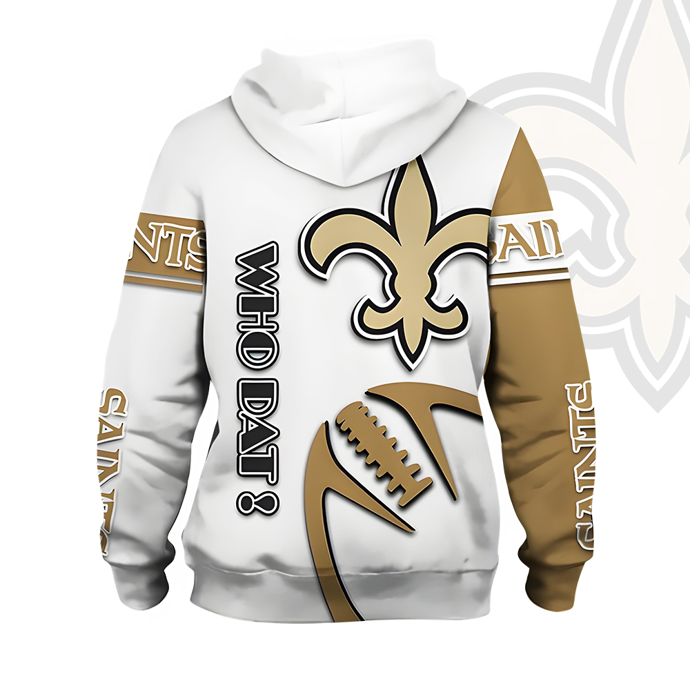 Unisex New Orleans Saints Printed Hoodie – Bold Zip Up Sweatshirt For Fan