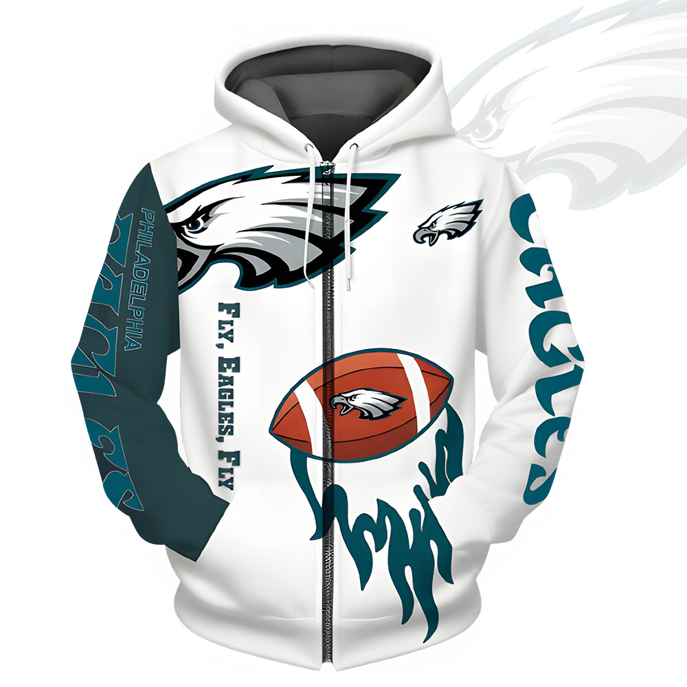 Unisex Philadelphia Eagles Printed Hoodie – Bold Zip Up Sweatshirt for Fans