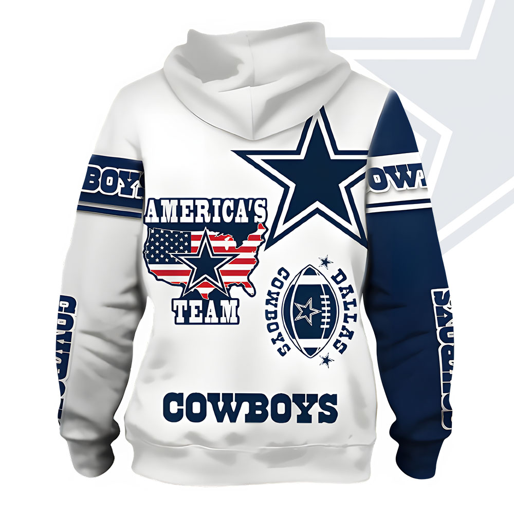 Unisex Dallas Cowboys Printed Hoodie – Bold Zip Up Sweatshirt for Fans