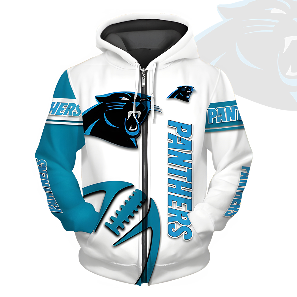 Unisex Carolina Panthers Printed Hoodie – Bold Zip Up Sweatshirt for Fans