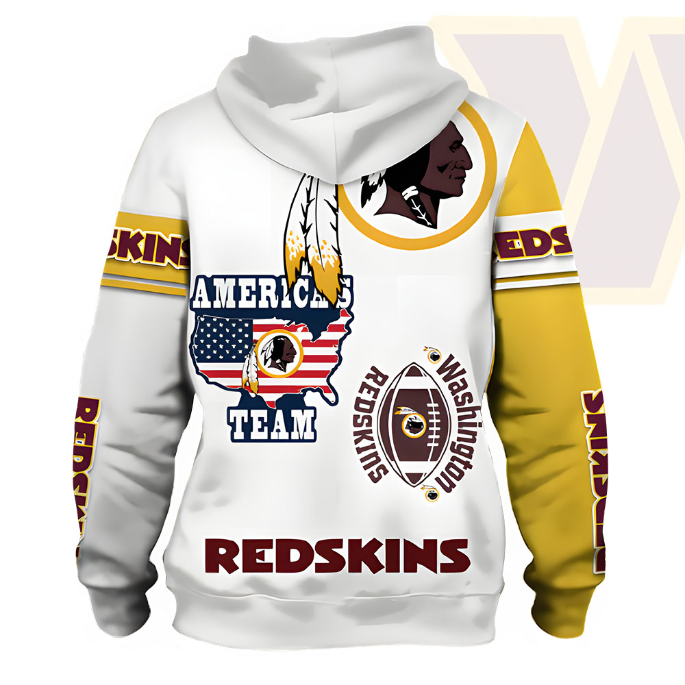 Unisex Washington Commanders Printed Hoodie – Bold Zip Up Sweatshirt for Fans