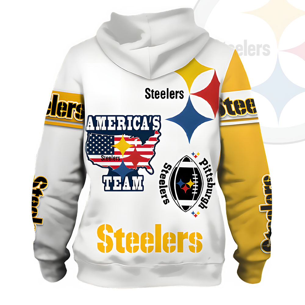 Unisex Pittsburgh Steelers Printed Hoodie – Bold Zip Up Sweatshirt for Fans