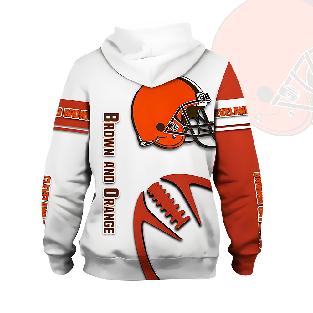 Unisex Cleveland Browns Printed Hoodie – Bold Zip Up Sweatshirt For Fan