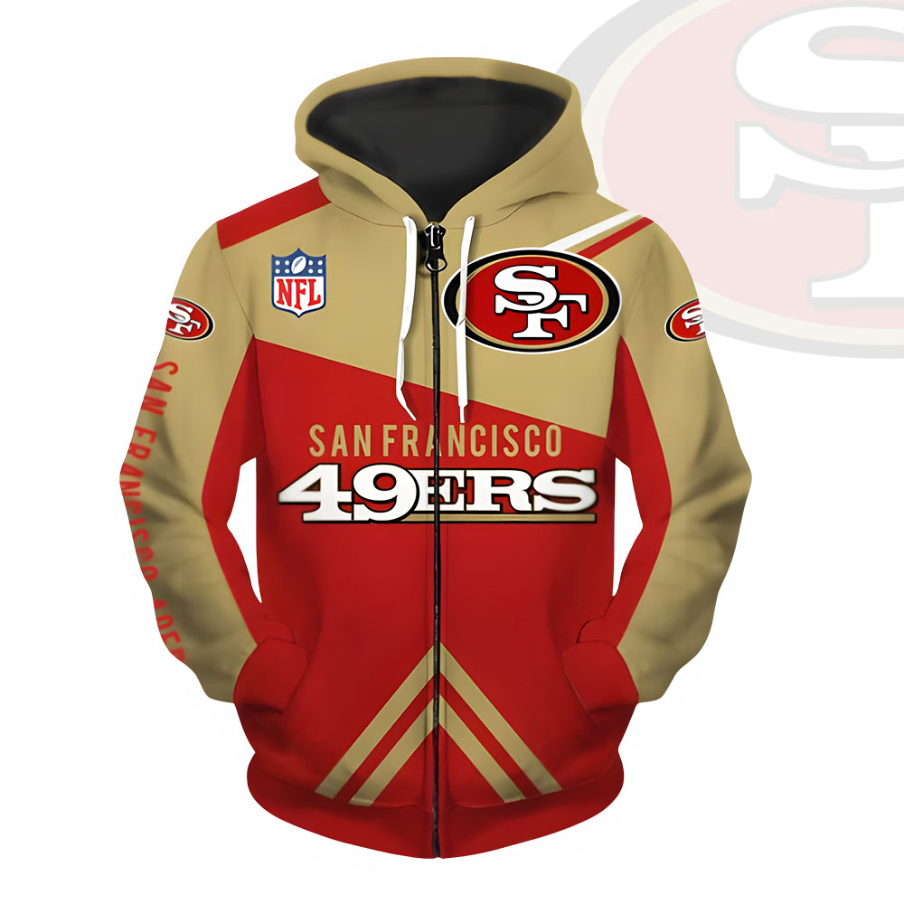 Unisex San Francisco 49ers Printed Hoodie – Bold Zip Up Sweatshirt for Fans