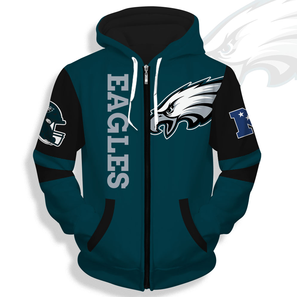 Unisex Philadelphia Eagles Printed Hoodie – Bold Zip Up Sweatshirt For Fan