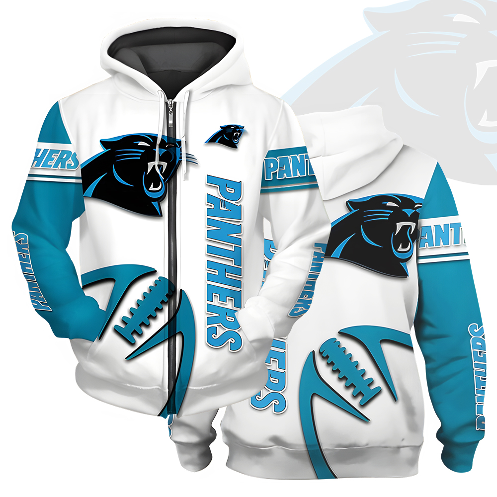 Unisex Carolina Panthers Printed Hoodie – Bold Zip Up Sweatshirt for Fans