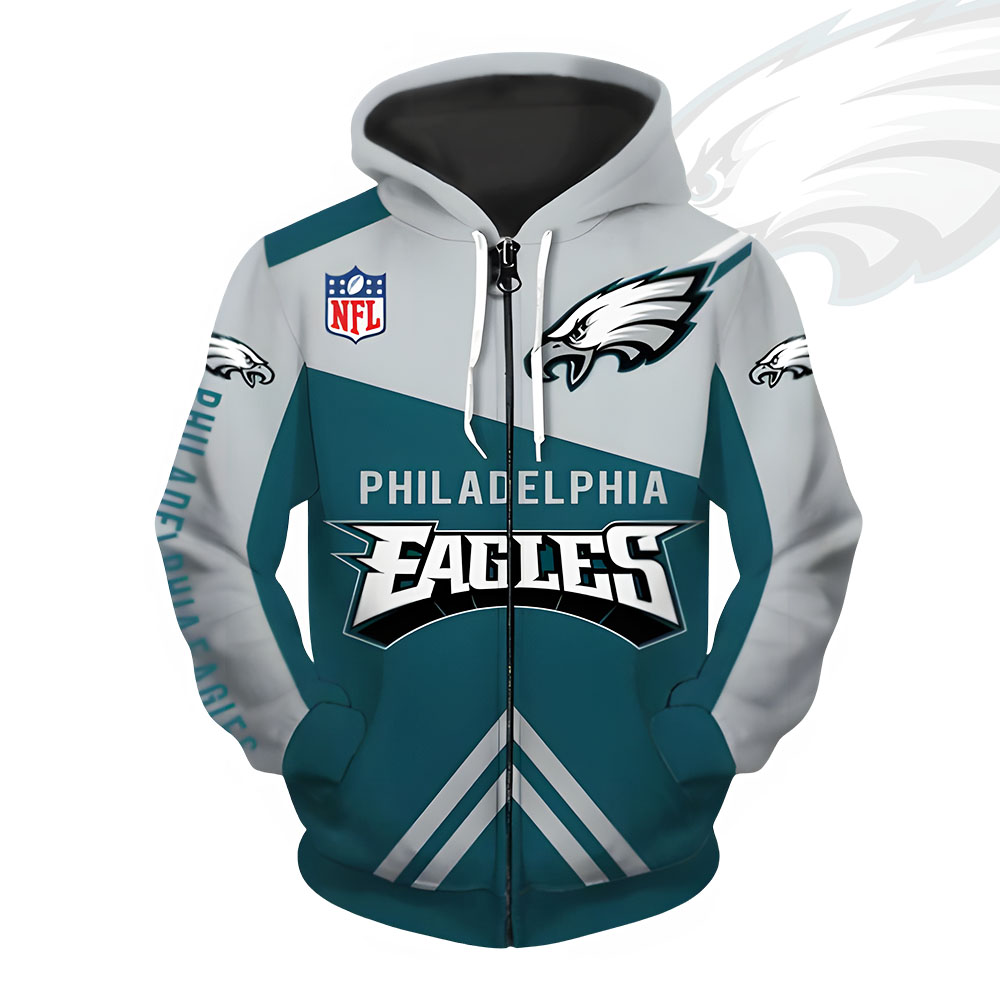Unisex Philadelphia Eagles Printed Hoodie – Bold Zip Up Sweatshirt for Fan