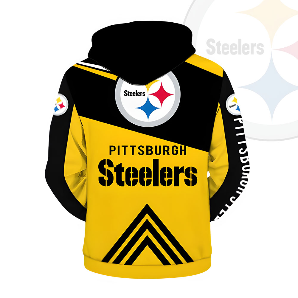 Unisex Pittsburgh Steelers Printed Hoodie – Bold Zip Up Sweatshirt for Fans