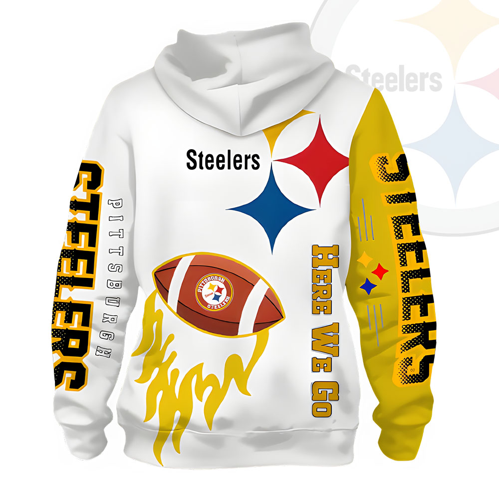 Unisex Pittsburgh Steelers Printed Hoodie – Bold Zip Up Sweatshirt for Fans