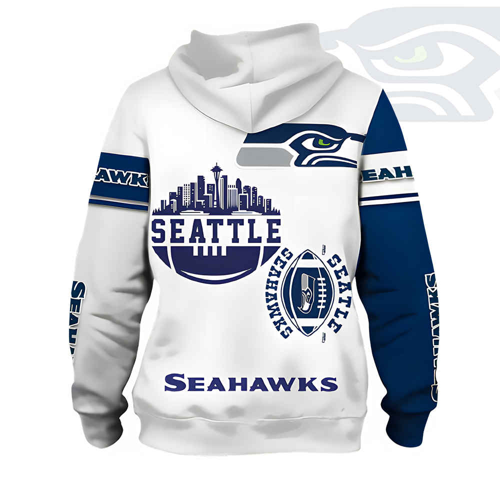 Unisex Seattle Seahawks Printed Hoodie – Bold Zip Up Sweatshirt for Fans