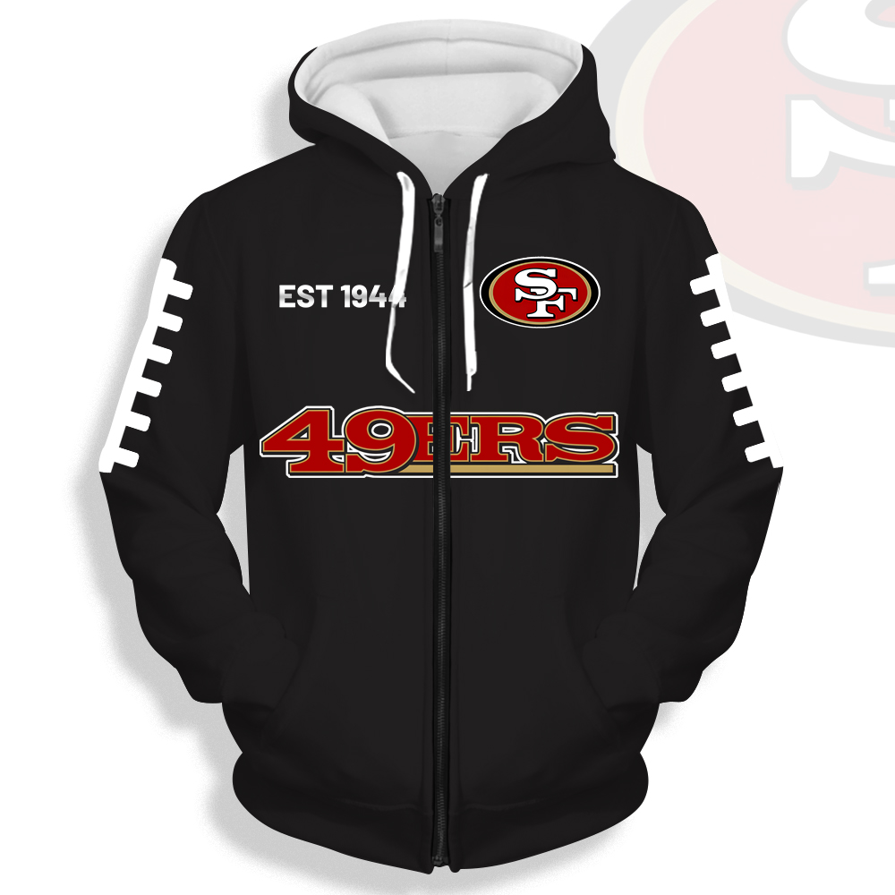 Unisex San Francisco 49ers Printed Hoodie – Bold Zip Up Sweatshirt For Fan