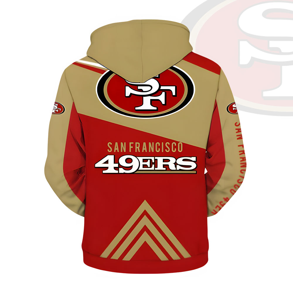Unisex San Francisco 49ers Printed Hoodie – Bold Zip Up Sweatshirt for Fans