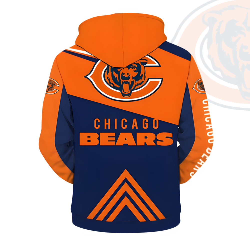 Unisex Chicago Bears Printed Hoodie – Bold Zip Up Sweatshirt For Fan
