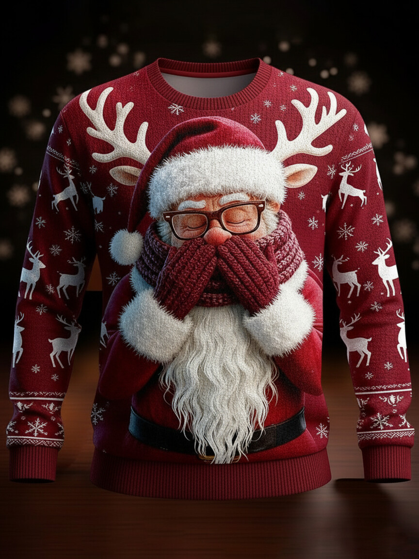 Women's Santa Claus who is afraid of the cold Print Knit Sweatshirt