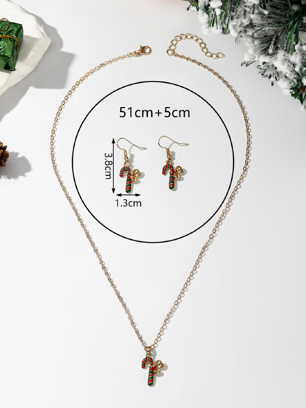 Christmas Elements Snowflake Socks Snowman Tree Pendant Earrings Necklace Jewelry Set