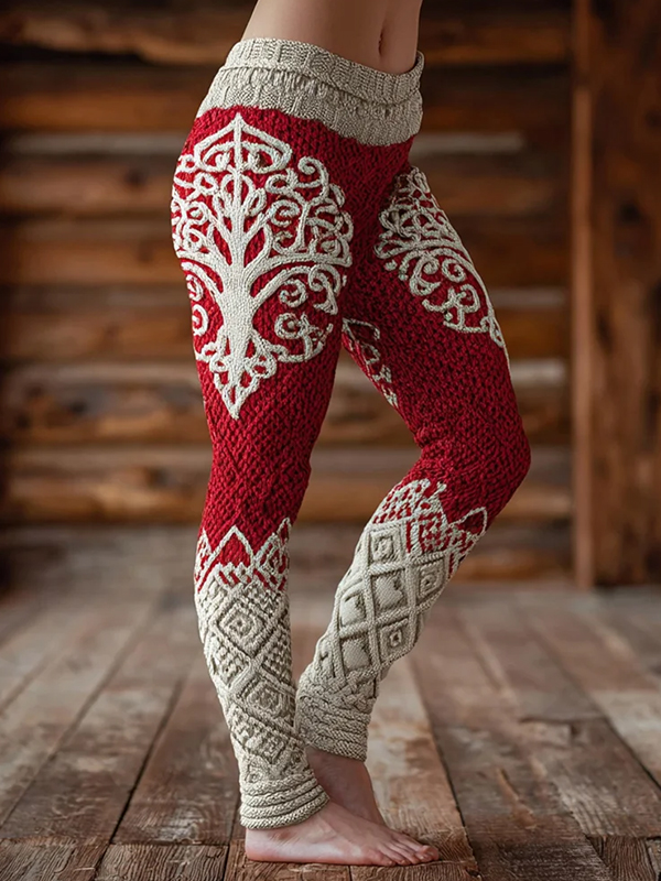 Women's Christmas Tree Viking Art Print Leggings