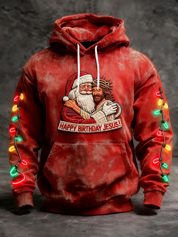 Men's Happy Birthday Jesus Art Print Hoodie