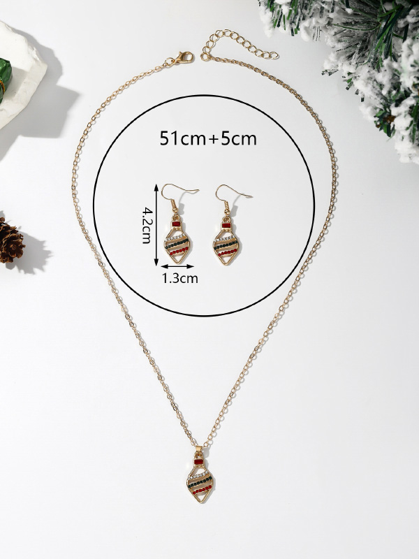 Christmas Elements Snowflake Socks Snowman Tree Pendant Earrings Necklace Jewelry Set