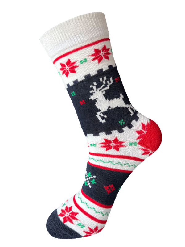 Christmas Elements Cartoon Snowman Santa Claus Elk Print Crew Socks