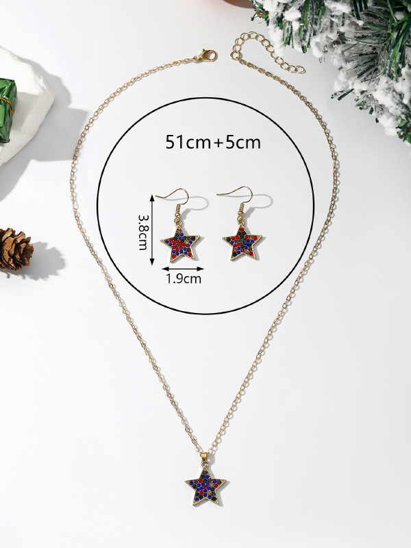 Christmas Elements Snowflake Socks Snowman Tree Pendant Earrings Necklace Jewelry Set