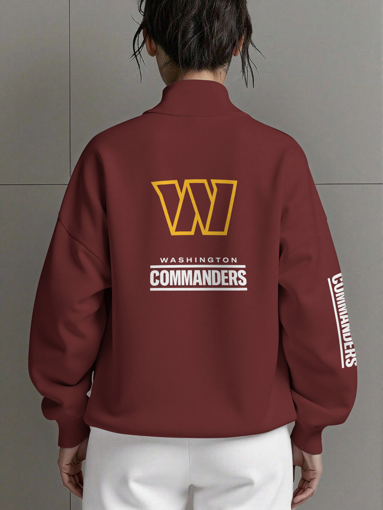 Washington Commanders  Women Plain Color Zip Up Long Sleeve Sweatshirt