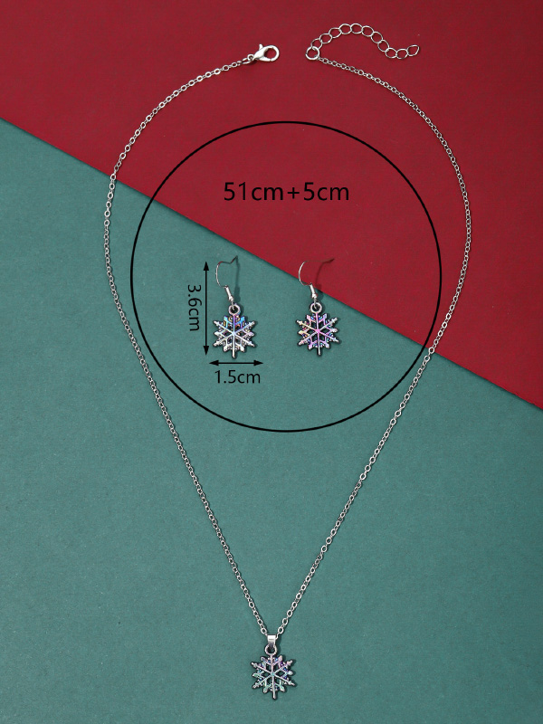 Christmas Elements Snowflake Socks Snowman Tree Pendant Earrings Necklace Jewelry Set