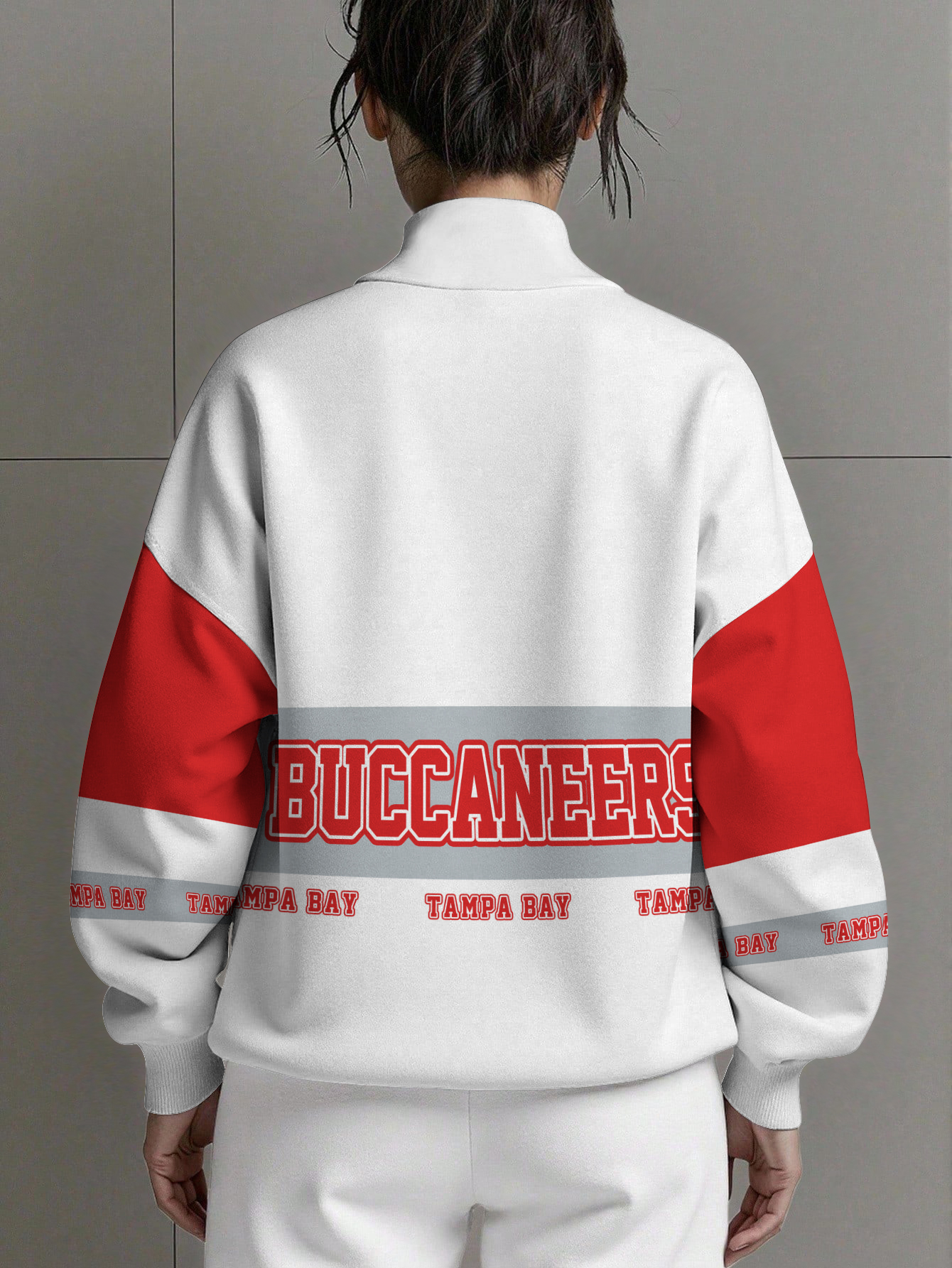 Tampa Bay Buccaneers  Women Plain Color Zip Up Long Sleeve Sweatshirt