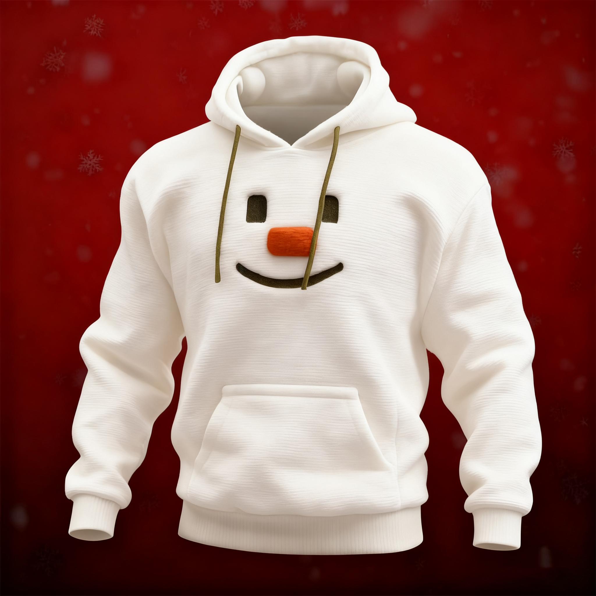 Men's Christmas Snowman Face Art Print Casual Hoodie