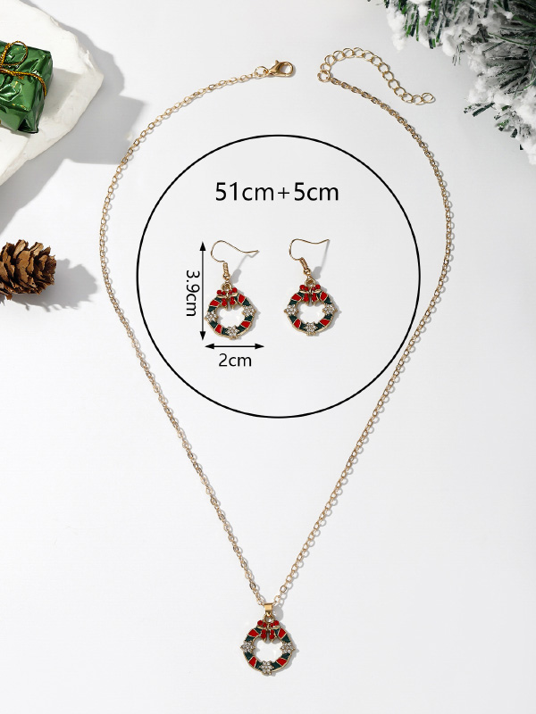 Christmas Elements Snowflake Socks Snowman Tree Pendant Earrings Necklace Jewelry Set