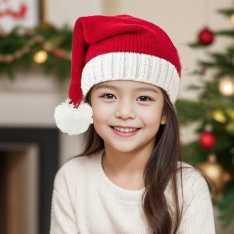 Cozy Knitted Santa Hat - Soft Plush Christmas Holiday Beanie Hat for Women Men, Warm Fleece Lined Xmas Party Accessory with Pom Pom & Bells