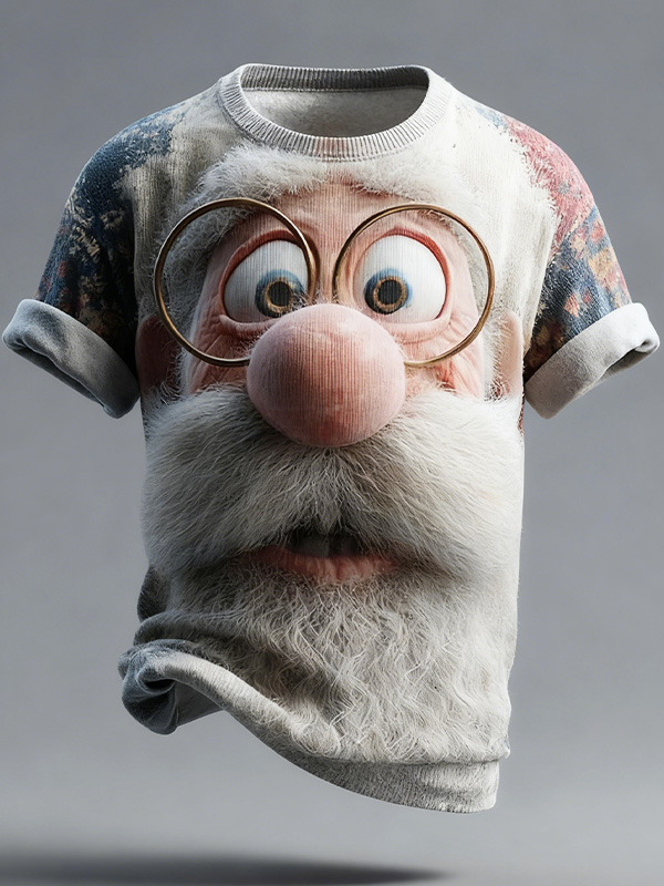 Men'S Fun Santa Claus Face Fun Christmas Art Print T-Shirt