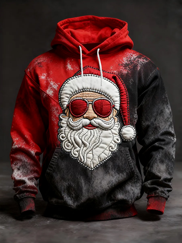 Men's Santa Claus Wearing Sunglasses On Christmas Day Art Print Hoodie