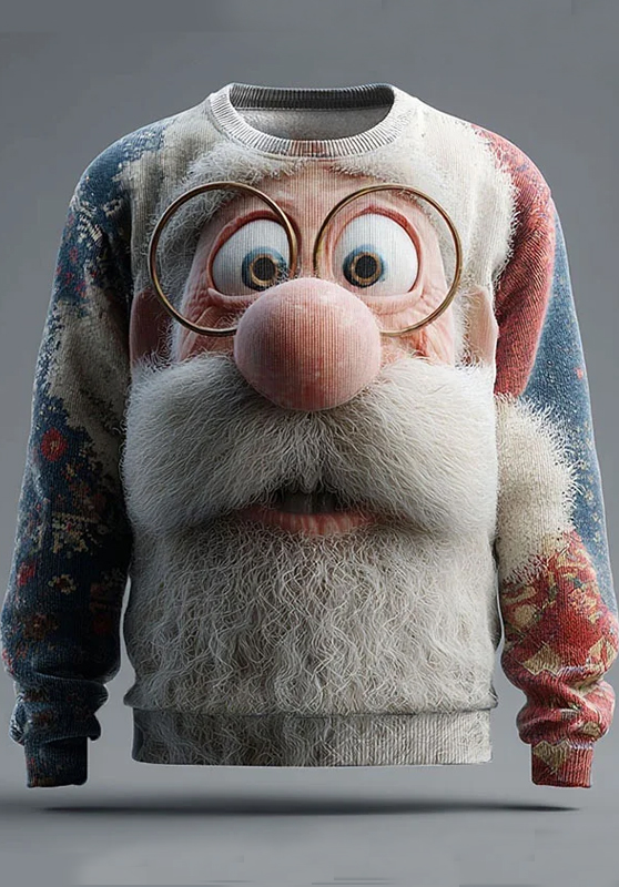 Men's Ugly Santa Claus Art Print Casual Sweatshirt