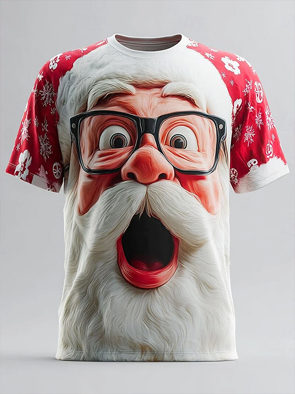 Men's A Surprising Santa Claus Christmas Art Print T-Shirt